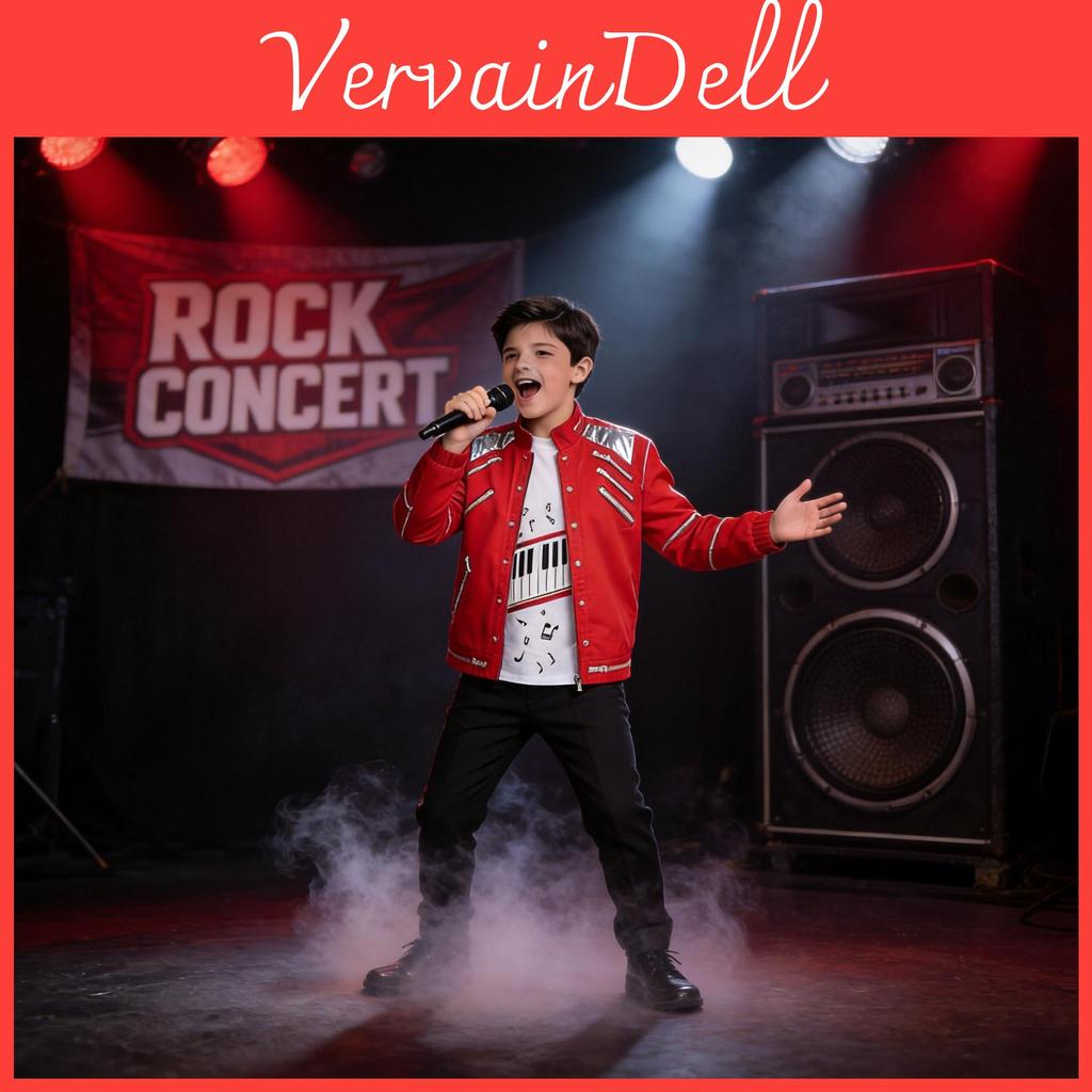 Michael Jackson Bühnenkostüm Cosplay Rotes Leder Outfit Für Kinder
