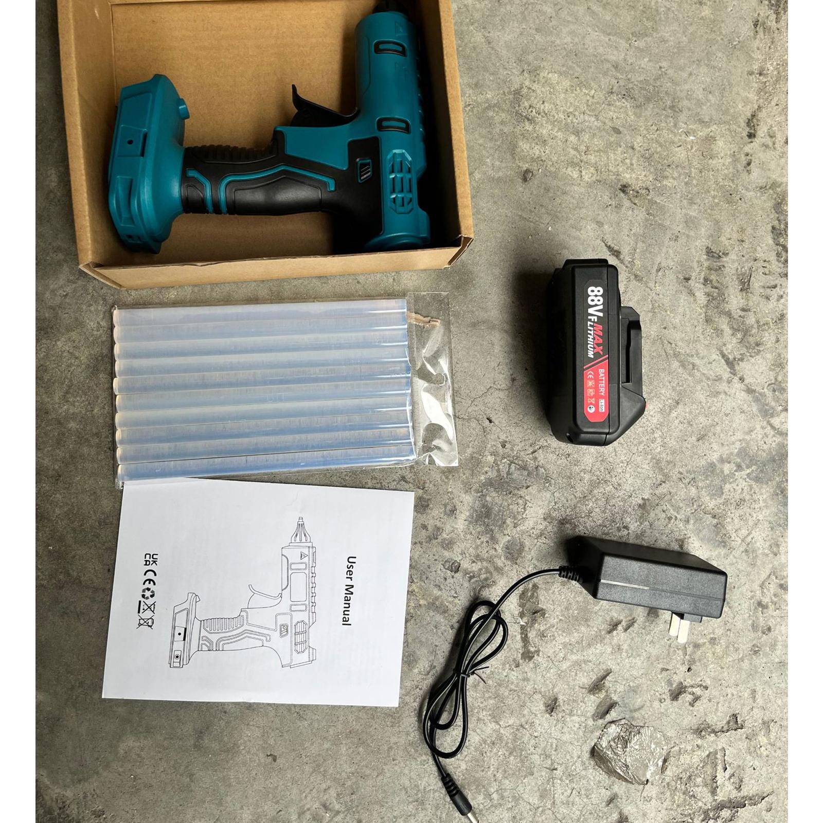 

Беспроводной клеевой пистолет на батарейках, ручной работы, специальный электрический клеевой пистолет, домашний клеевой пистолет, силиконовый дозатор EU + 1 battery 1 charger + 10 sticks