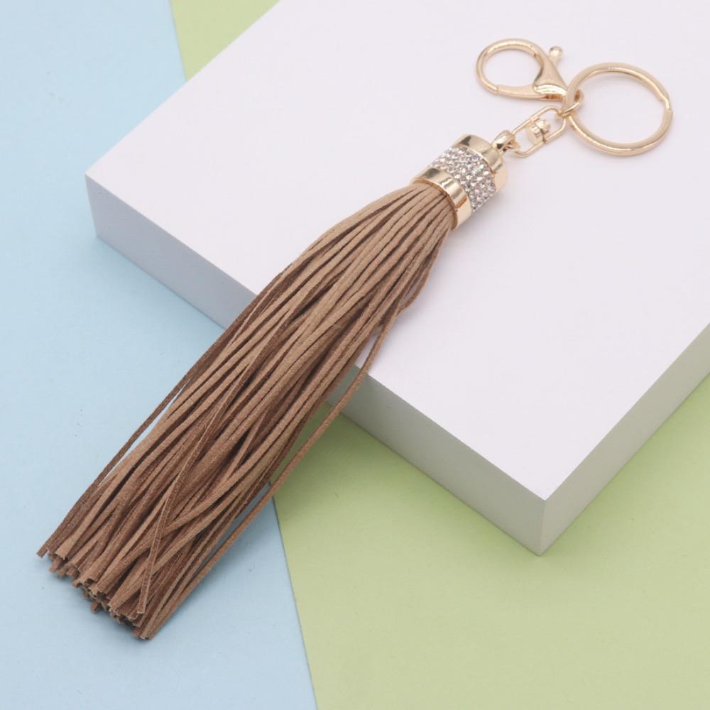 Cute Hanger Leather Tassel Keychain Alloy Pu Car Keyring Fashion DIY Bag Charm Men