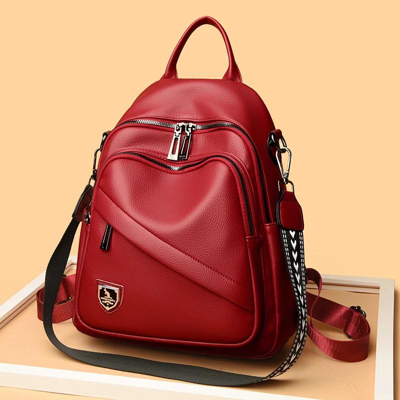 New Women High Quality Leather Backpacks Fashion Shoulder Bag Lady Large Capacity Travel Backpack School Bags for Girls Bagpack