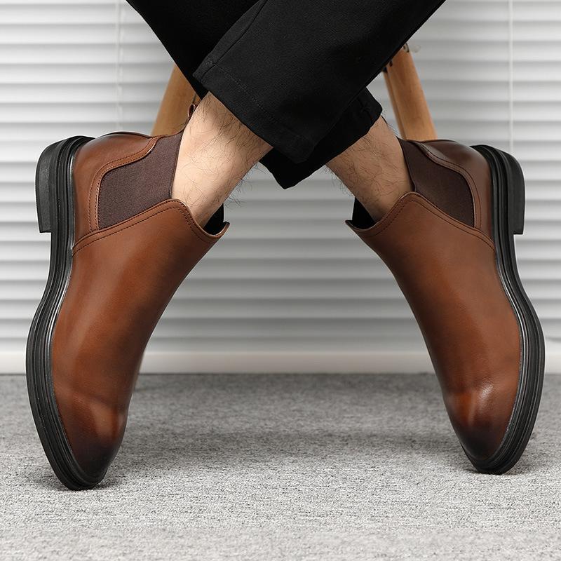 حذاء مارتن من الصوف لفصل الخريف والشتاء للرجال من الجلد بأكمام بريطانية وأحذية قصيرة للرجال بإصدار كوري أحذية عصرية S08-C