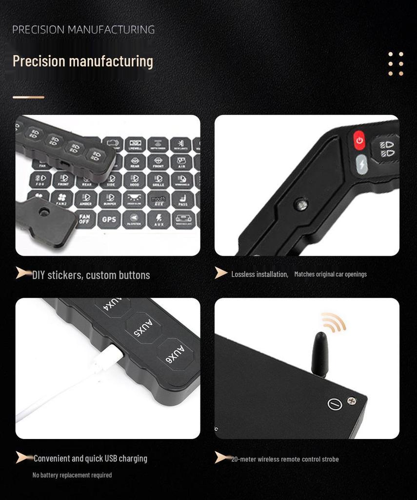 Tank 300 Off-Road Mod: A-Pillar Grab Handle with High-Power LED Spotlight, Wireless Strobe, and Remote Control.