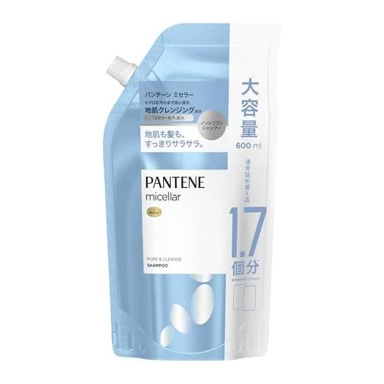 Pantene Micellar Shampoo 600mL [1.7 pieces] Refillable Large Capacity Pure & Cleanse