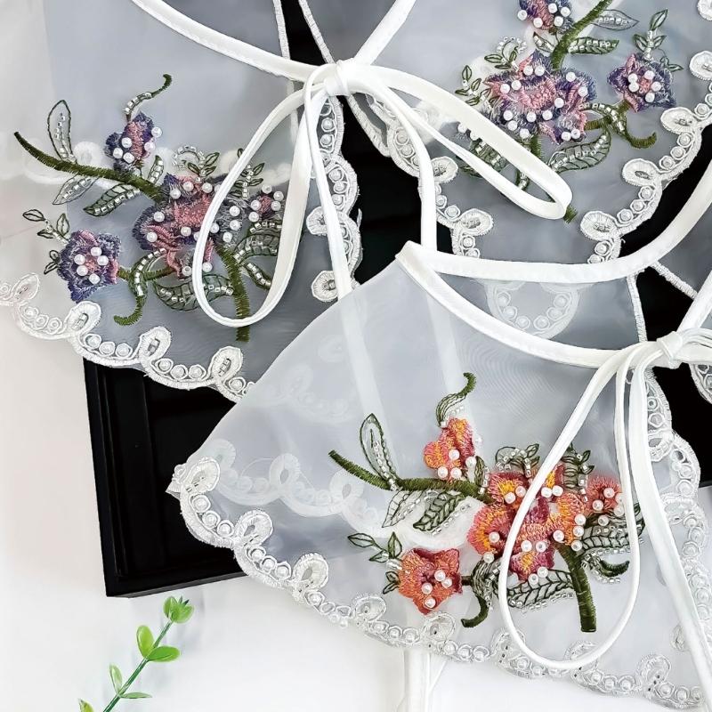 Elegant Lady False Collar Sewing Applique Necklines Decorative Coat Shirt Sweater Embroidery Flower False Collar