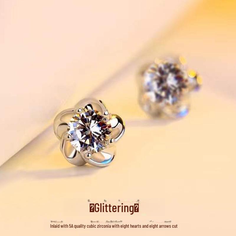 Brincos Flor de Ameixeira em Prata de Lei 925 - Design de Nicho Estilo Japonês e Coreano para Mulheres