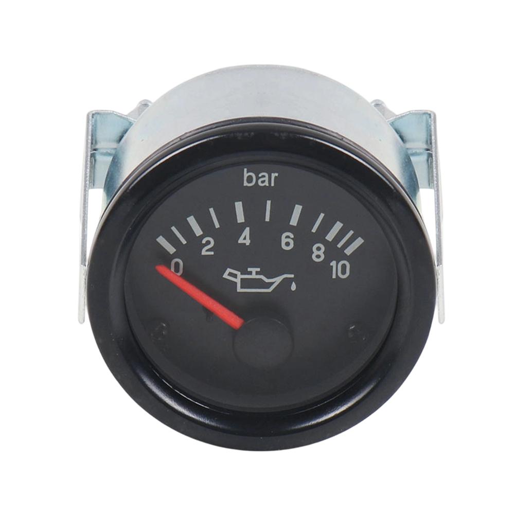 Analog Oil Pressure Gauge 0-10 Bar Range for Vehicle Marine Diesel Engine Applications 12 Volt DC Powered 52mm Diameter