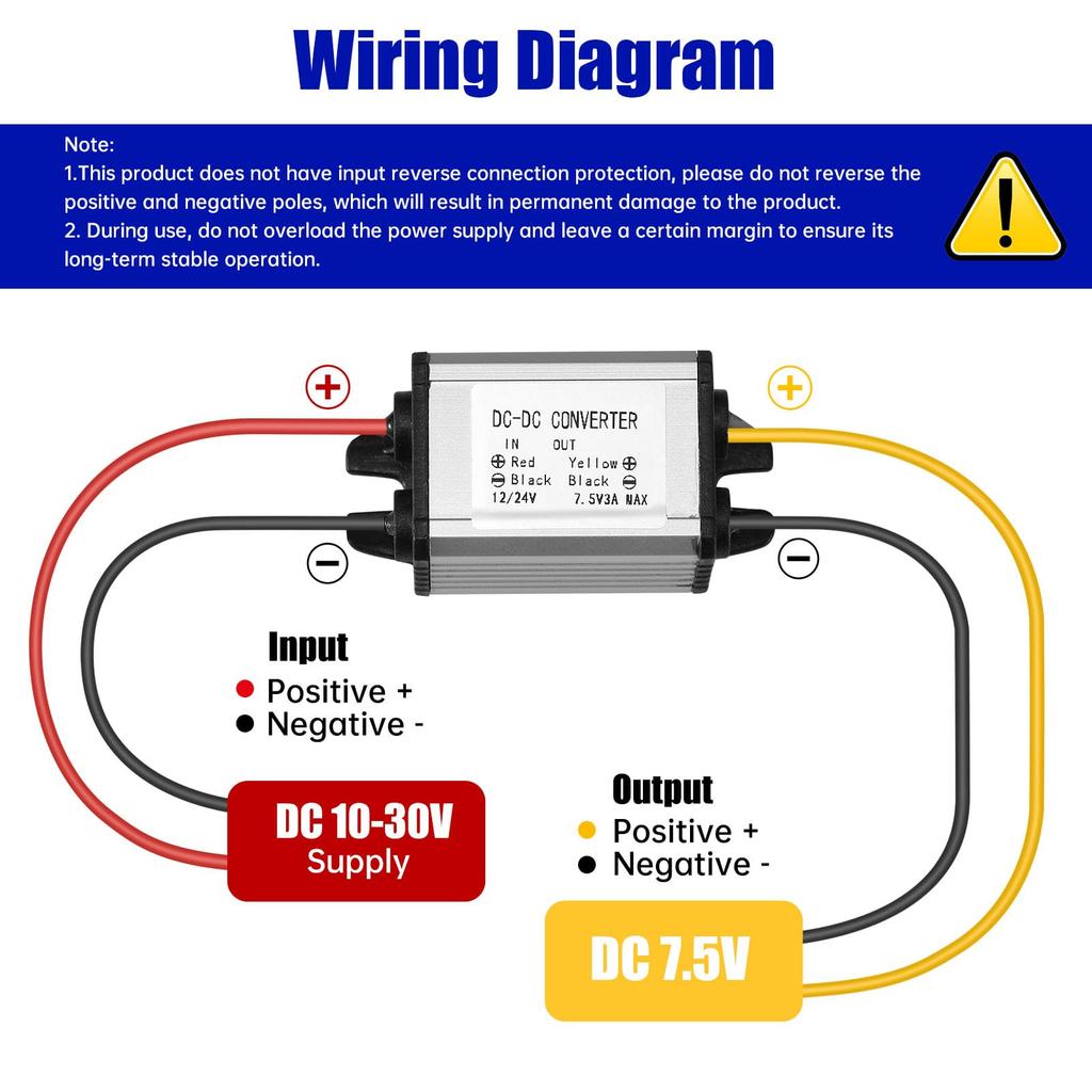 DC /24V - 7.5V Voltage Converter DC 10-30V to 7.5V 3A 22.5W Maximum Power