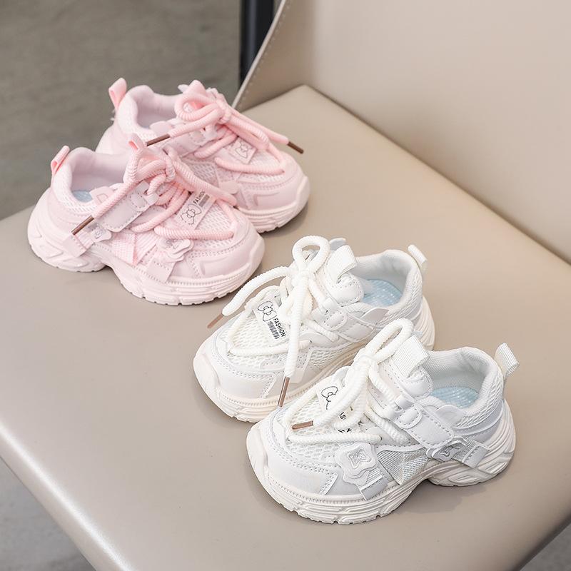 Spring Girls Mesh Dad Shoes Lightweight Breathable Student Running Sneakers For Kids Casual Walking Sport Footwear