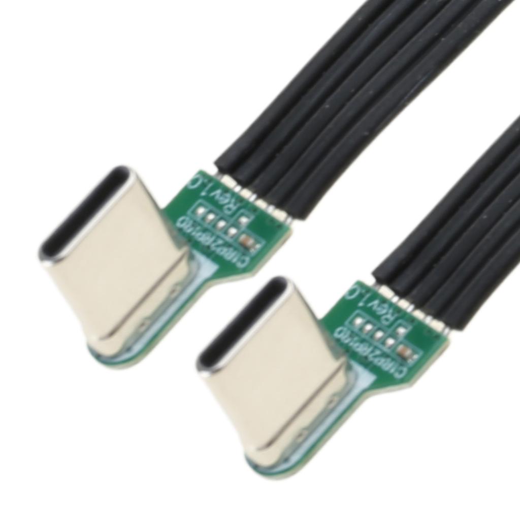 Bendable Type C To Type C Flat Silicone Soft Wire Left and Right Angles 8 Length Optioning for Cameras and Electronics