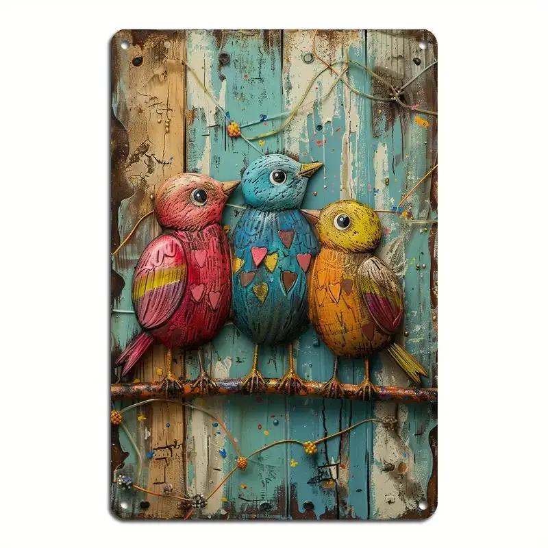 Metal Tin Poster Pastoral Birds Metal Tin Signs Posters Plate Wall Decor for Bars Restaurant Cafe Clubs Retro Posters Plaque
