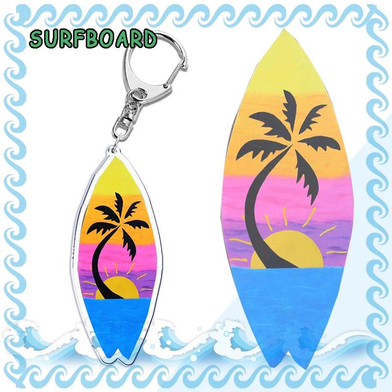 Waves Surfing Surfboard Keychains for Accessories Bag Bicycle Pendant Keyring Jewelry Fans Creative Beach Travel Gift Chaveiro