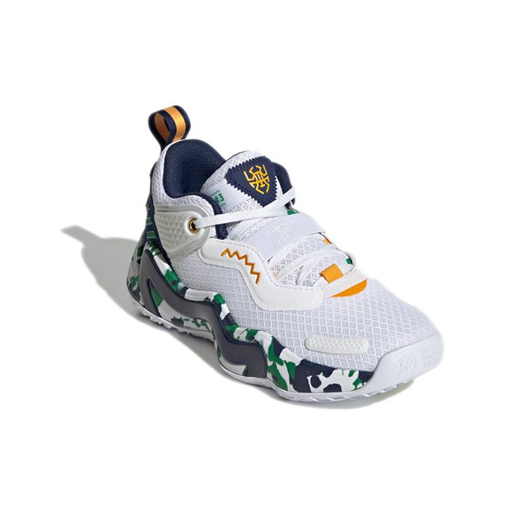 Adidas D.O.N. Issue #3 Mitchell Round Toe Comfortable Durable Mid-Top Kids Basketball Shoes Kids basketball shoes White Blue G58268