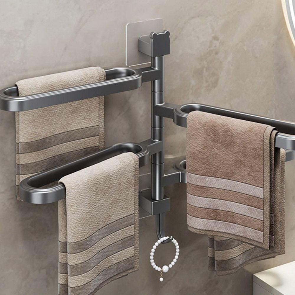 Plastic Swivel Towel Holder Wall Mounted Towel Hanger Practical Bath Towel Storage Rack  For Home