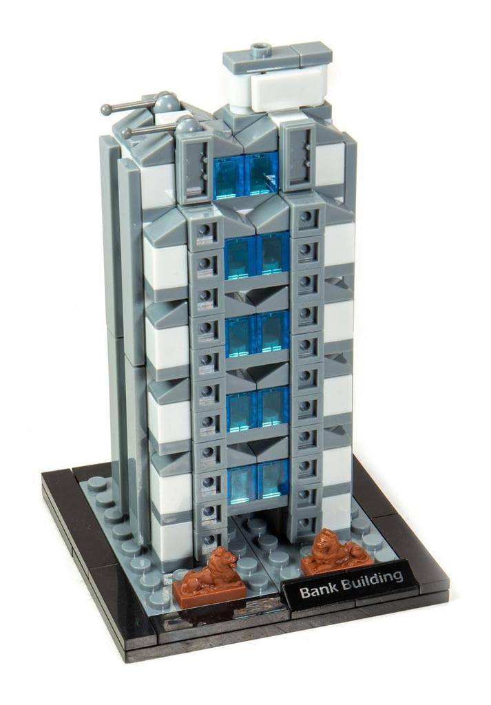 Tiny Block B08 Hong Kong Lion Bank Diorama Building Blocks 313 Pieces