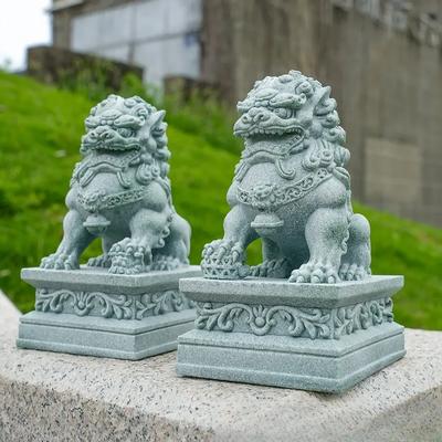 Para chińskich kamiennych lwów Qilin Statuetki Feng Shui Bogactwo Szczęśliwy Wystrój Domu Biura Ozdoby na Biurko Maskotki