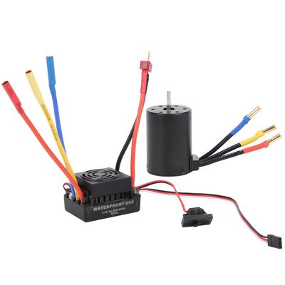 Waterproof Brushless Motor 3650 3500KV with 60A ESC Set 4mm Golden Banana Plug for 110 RC Car