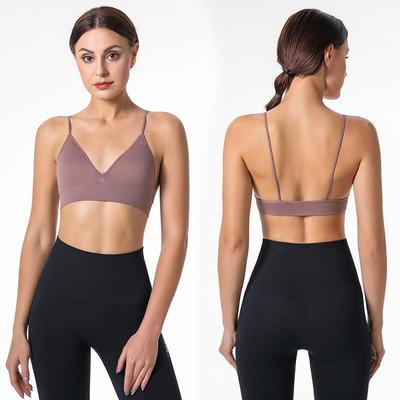 Reggiseno triangolo con coppe a V profonda e senza cuciture, cintura sottile, elastico alto, reggiseno casual, intimo yoga da donna