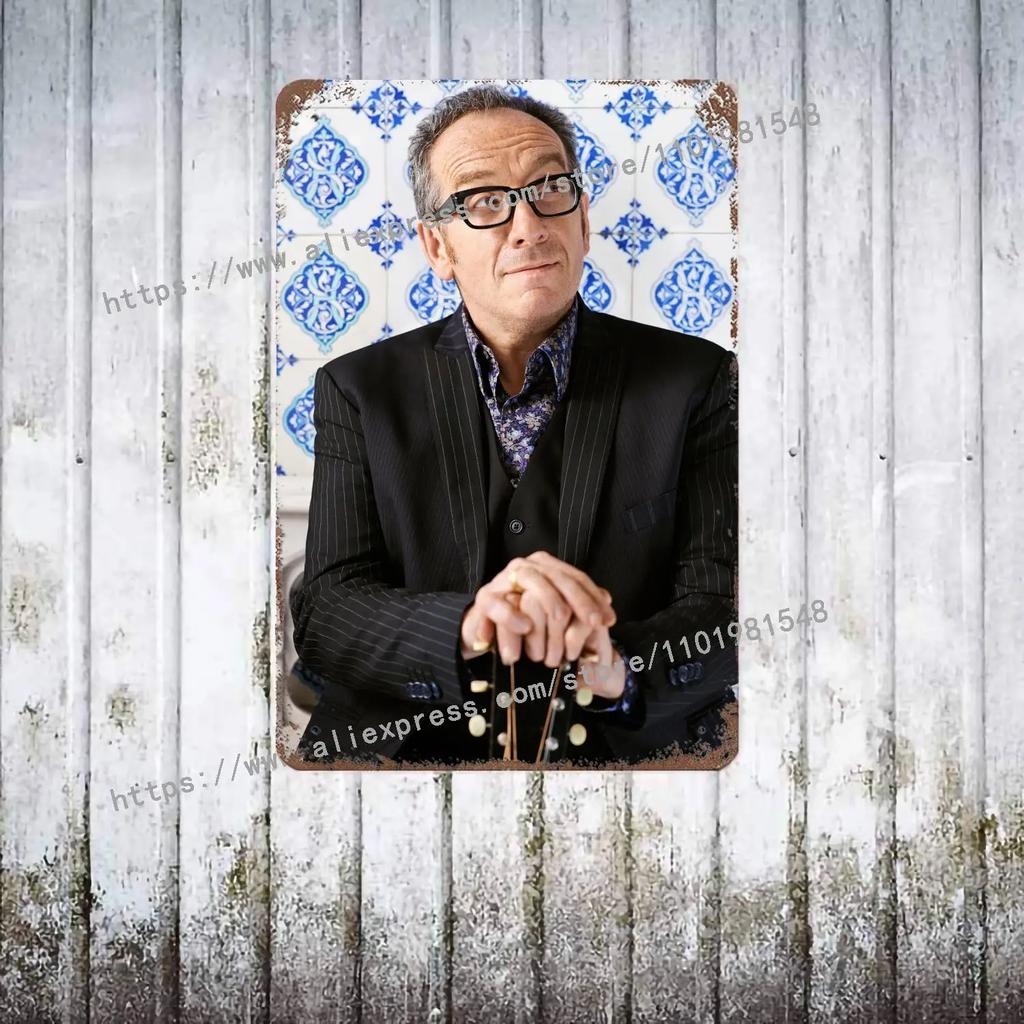 Elvis Costello & The Attractions Band Decor Poster Vintage Tin Sign Metal Sign Decorative Plaque for Pub Bar Man Cave Club Wall