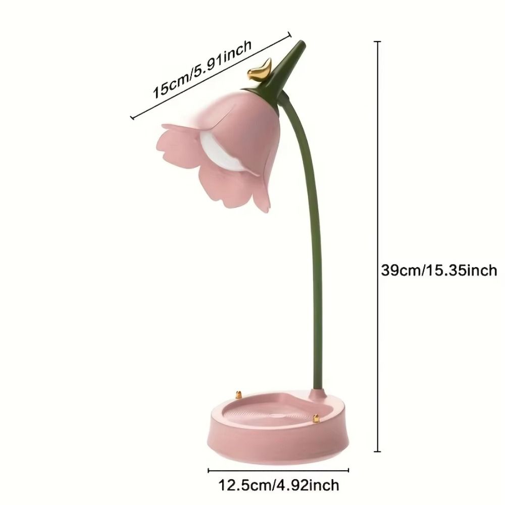 Adjustable Flower Shaped Lamp Rechargeable Battery Touch Control Table Light Decorative Lighting Vintage Bedside Reading Lamp