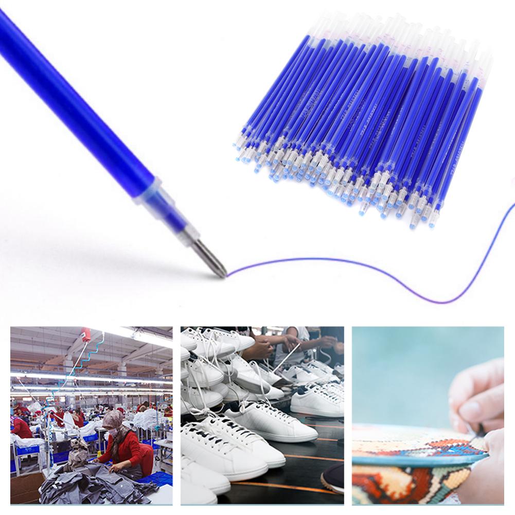 100 PCS Blue High Temperature Erasable Marker Refill Cutting Fabric Marker For Leather Crafts/Garment Sewing Accessories