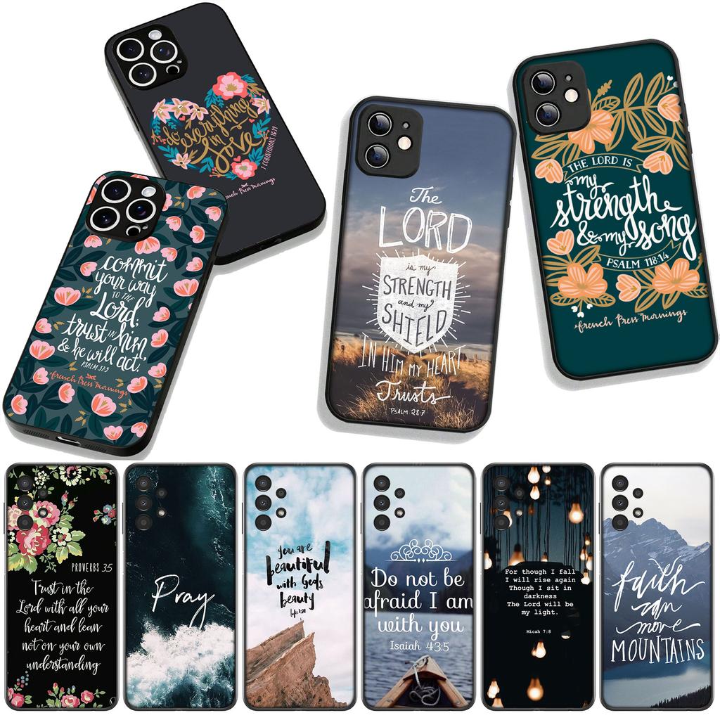 Versículo da Bíblia Jesus Cristo Cristão Capa para Samsung Galaxy A25 A37 A57 A12 A14 A31 A41 A50 A51 A70 A71 A72 A21S Note 20 9 8 10