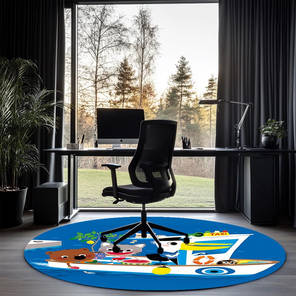 Mouk Printed Round Rug Carpet Chair Rug Area Rug Entryway Doormats,for Office Chair Living Room Bedroom Kitchen Room.