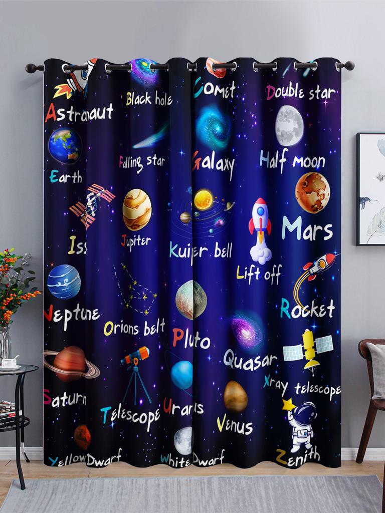 Curtains Cosmic Astronaut Sunshade Bedroom 3D Digital Printing Blackout Curtain No Punching
