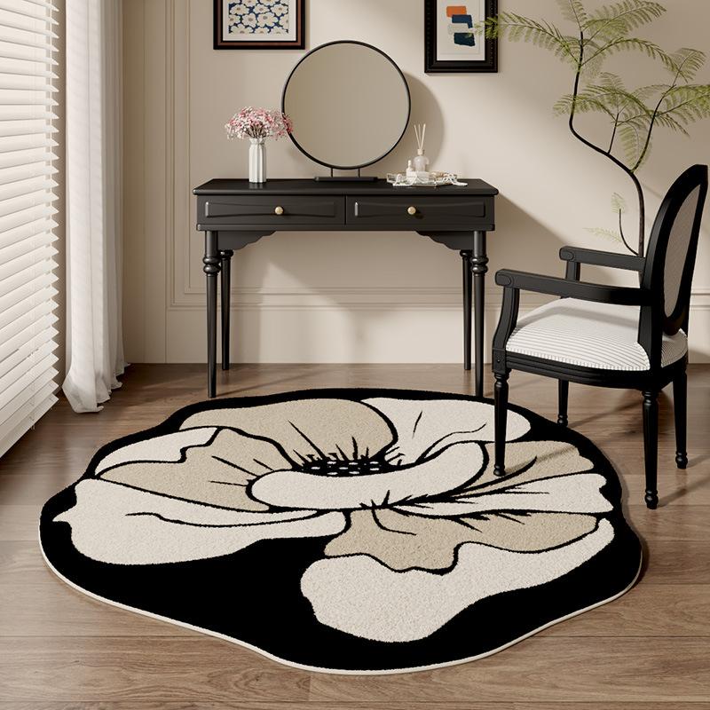 Französischer Blumenförmiger Weicher Teppich Wohnzimmer Fleckenabweisender Faux-Kaschmir-Teppich Innen Make-up Ankleidezimmer Schlafzimmer Fußteppich