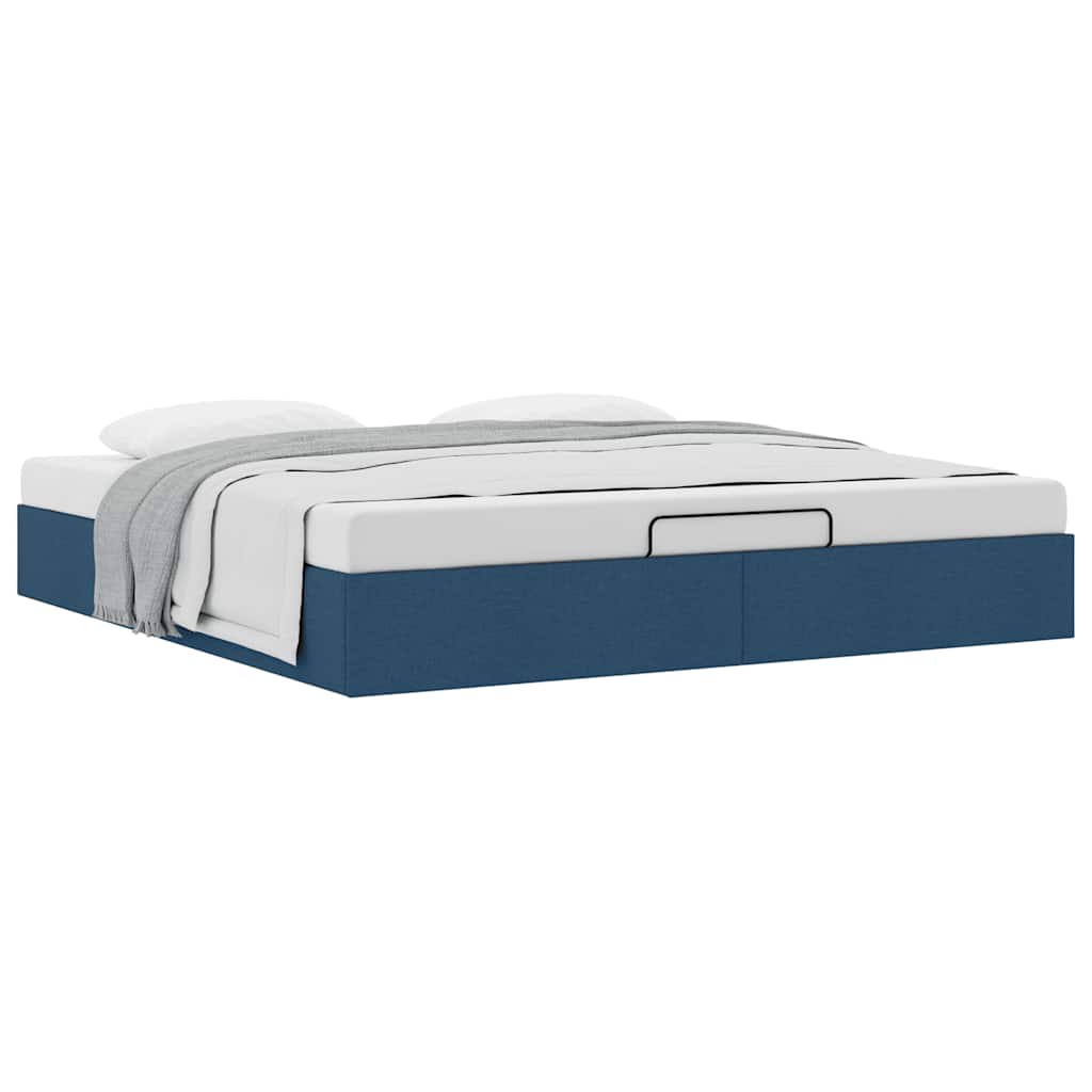 Ottoman Bed without Mattress Blue 160x200 cm Fabric