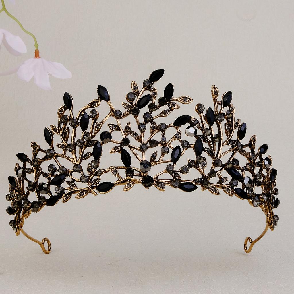 Halloween Jewelry Rhinestone Alloy Crown Holiday Party Dance Dress Headdress High-end Black Crown