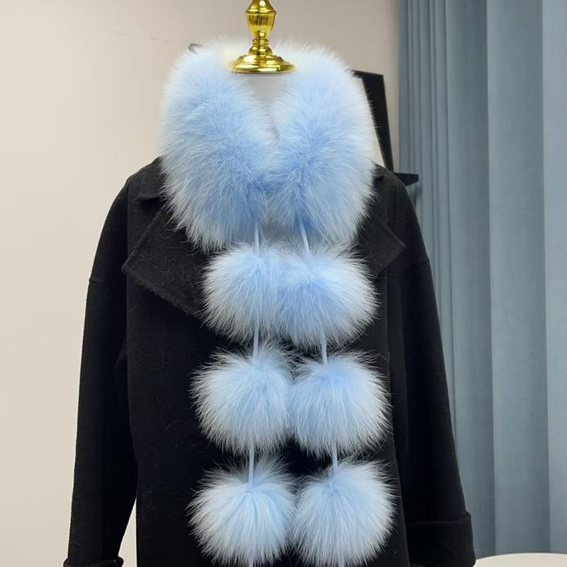 

{MAX-66} Long Faux Fox Fur Scarf Women Winter Warm Soft Furry Scarves Casual Lady Outdoor Neck Warmer Collar небо синє кольору