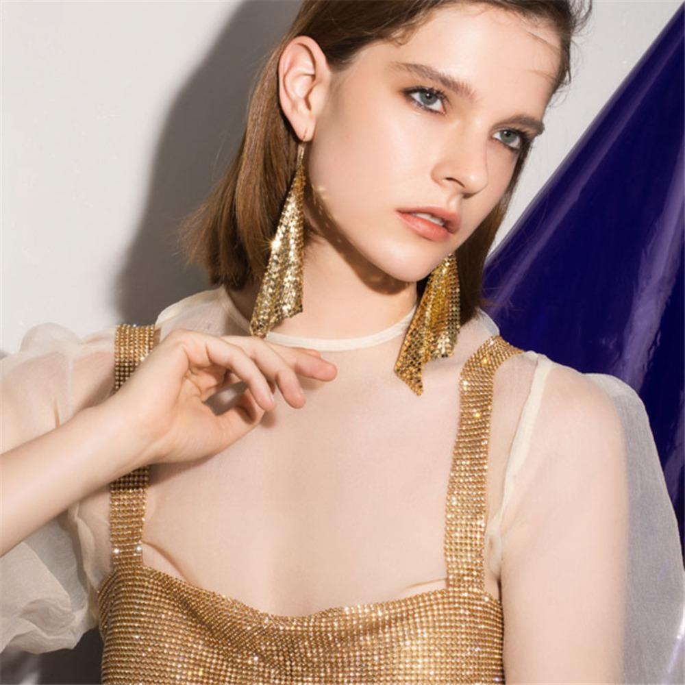 

Модные серьги-гвоздики с кисточками Серьги-подвески с блестками и сеткой Длинные серьги с кисточками Украшения для вечеринки чёрный