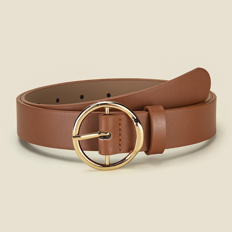 Cintura da Donna in Ecopelle PU con Fibbia Rotonda in Lega - Accessorio Casual Versatile