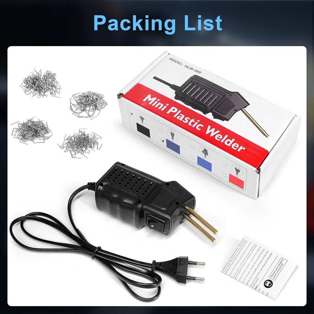 HLW-500 Mini Plastic Welder 50W Plastic Welding Machine 220V Welding Gun Car Bumper Repair Tool Soldering Iron Staples Tools Kit