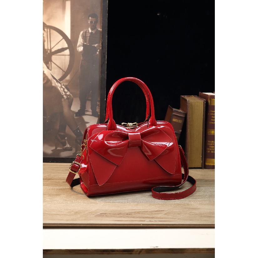 

2023 Осень Новая Женская Сумка из Лакированной ПУ Кожи Эксклюзивная Сумка Кроссбоди Сумка на Плечо Изысканный Дизайн с Бантом красный