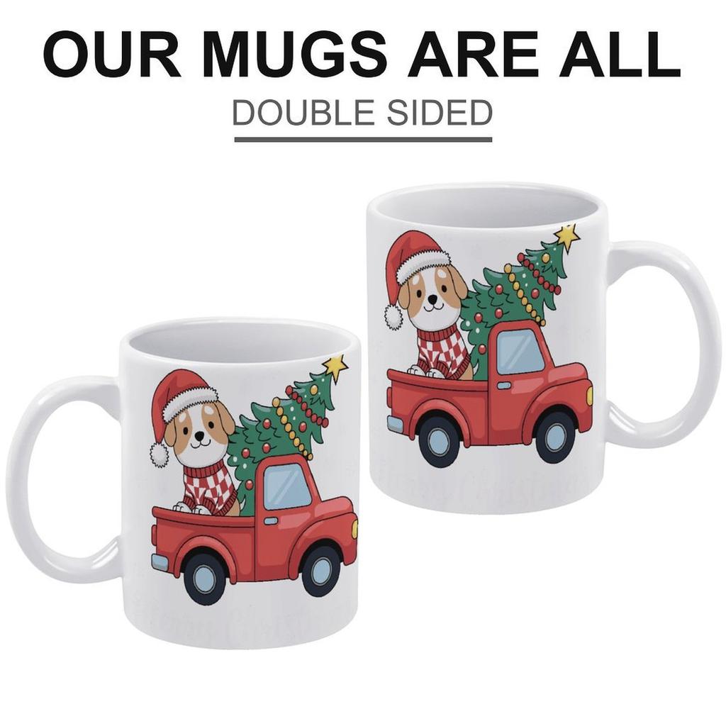 11oz Weiße glänzende Tasse mit beidseitig bedrucktem Design, Hitzebeständige Keramiktasse für täglichen Kaffee, Tee und entspannende Momente