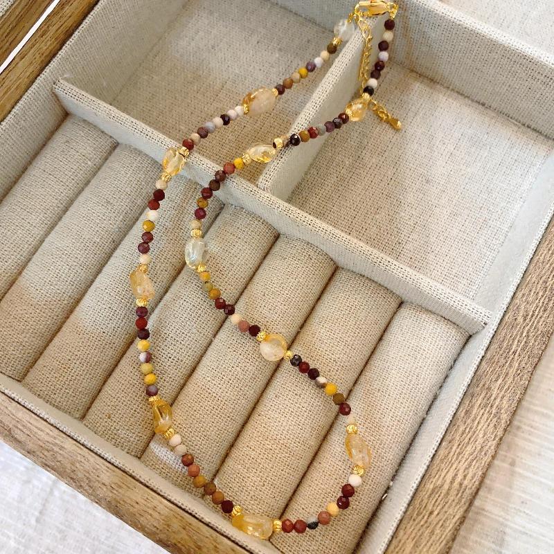 Nanhong Agate Necklace Women'S Pearl Neck Chain High-End Retro Natural Stone Collarbone Chain