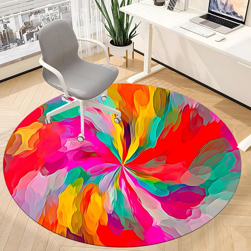 1pc Colorful Abstract Painting Chair Carpet for Office Non Slip, Machine Washable Rug for Office, Room Holiday Decor for Christmas, Birthday Polyester