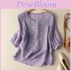 Embroidered Cotton Linen Short Sleeve T Shirt For Women Spring Casual Comfort
