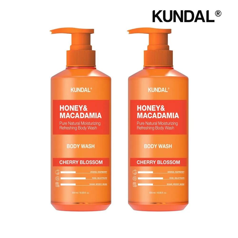 KUNDAL Honey & Macadamia Pure Body Wash Cherry Blossom 500ml x2