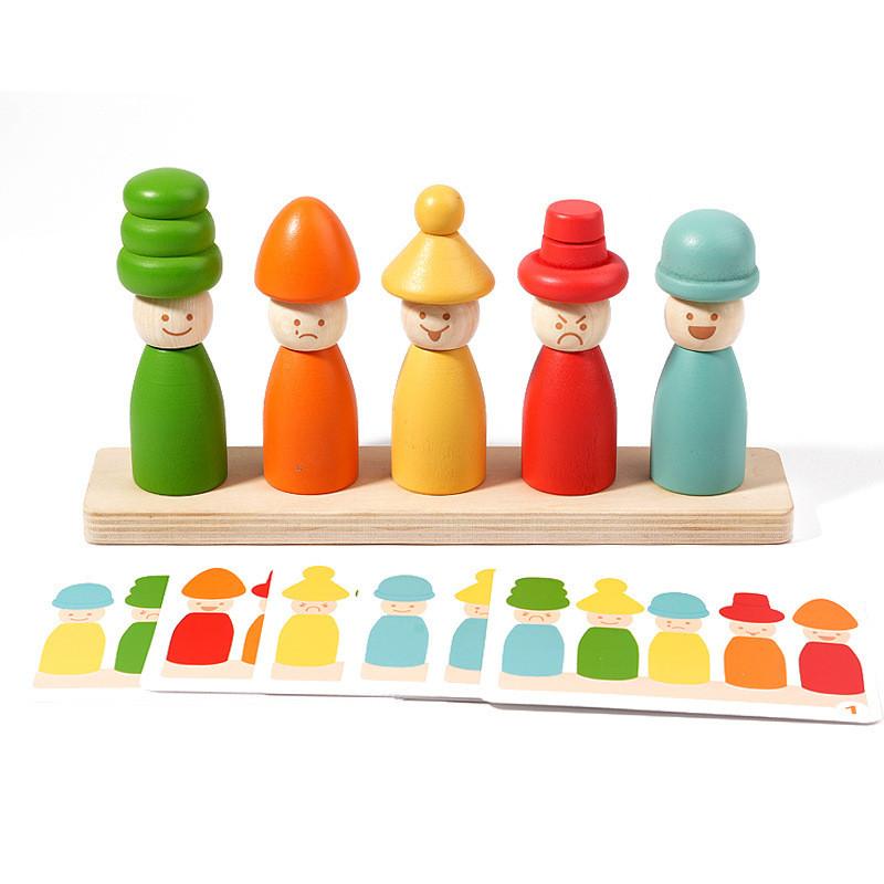 Wooden Childrens Educational Toy With Color And Expression Matching For Early Learning