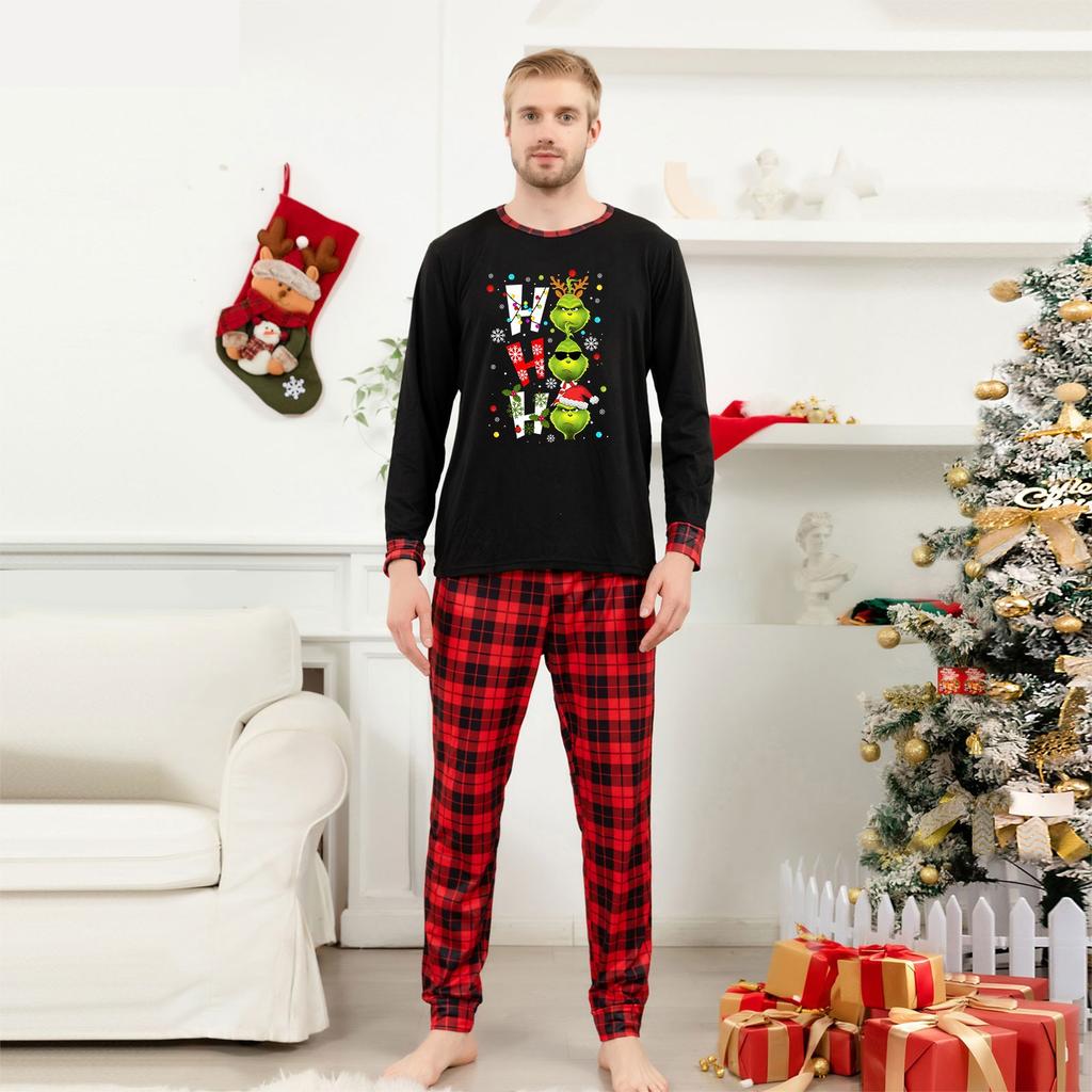 Świąteczny Print Rodzinny Zestaw Długi Rękaw Góra i Spodnie Rodzinny Zestaw Ubranko Rodzic-Dziecko