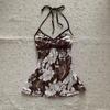 Women's Retro Floral Spaghetti Strap Slim Tank Top - Sleeveless Sweet Style