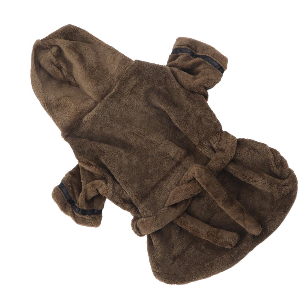 Pet Bathrobe Warm Flannel Quick Drying Dog Hooded Bath Towel with Hood for Puppy Small Dogs CatsXL