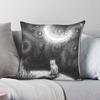 Cat Reads Moonlight Galaxy Swirls Pillowcase Polyester Linen Velvet Printed Zip Decorative Pillow Case Home Cushion Cover