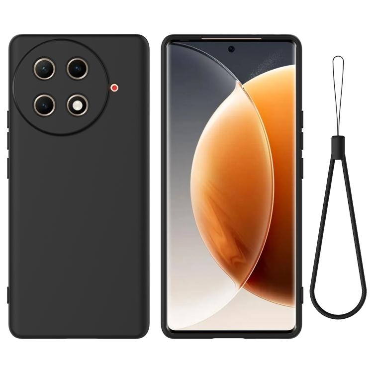 Wholesale Phonecase for Tecno Camon 30S / 30S Pro Solid Color Liquid Silicone Dropproof Full Coverage Phone Case only case&For Tecno Camon 30S / 30S Pro&Wooden Box чёрный