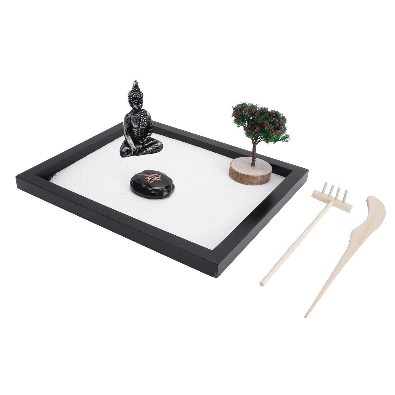 

Zen Garden Kit Mini Meditation Japanese Sand Tray Tabletop Decoration for Home Office
