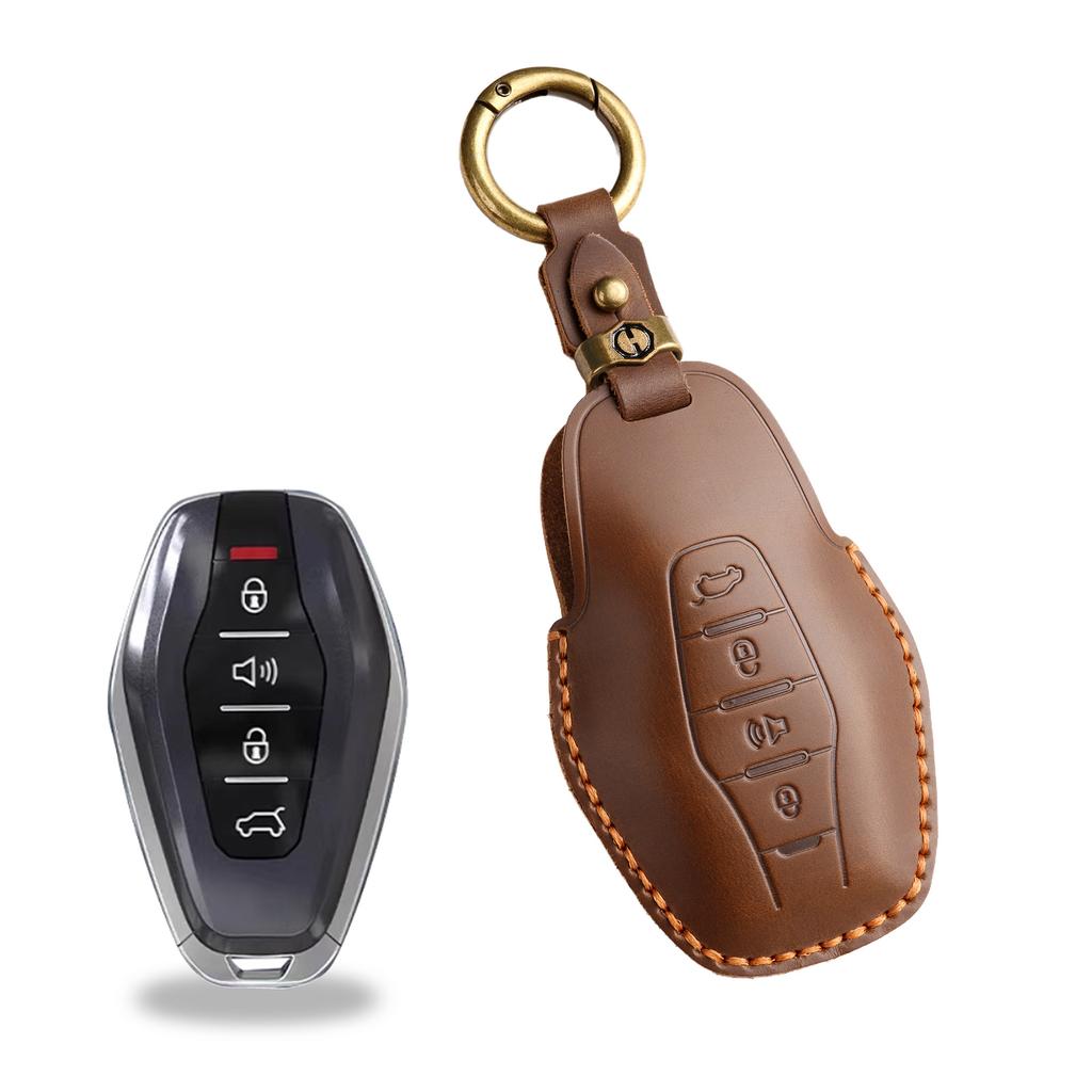 Retro Key Cover Is Suitable For Jietu X90 X95 X70Pro Jietu X70M Handmade Leather Key Case Ring.