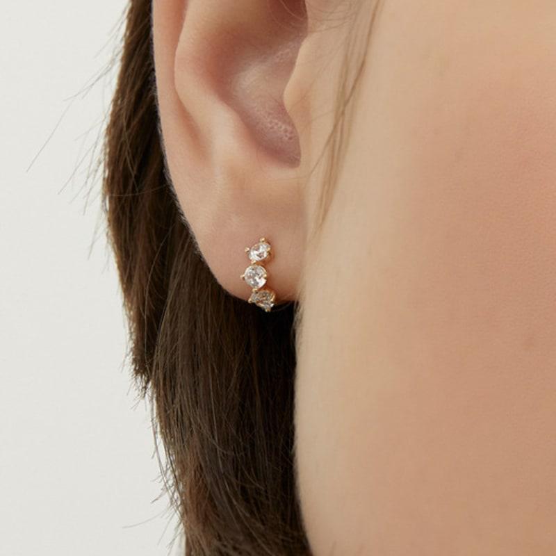 LUNNE 14k Triple Brilliant One-Touch Ring Earrings (14k Gold) #LFE21