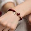 Unisex Lotus Bracelet, Purple Cinnabar & Hetian Jade, Chinese Style Travel Gift